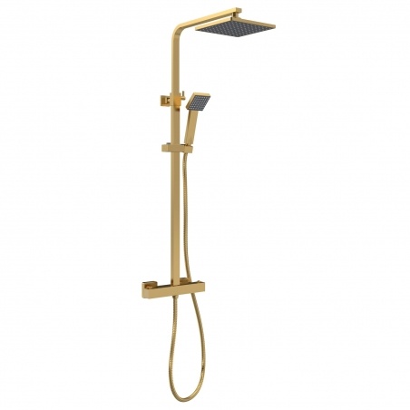 Square Brushed Brass Thermostatic Shower w/handheld