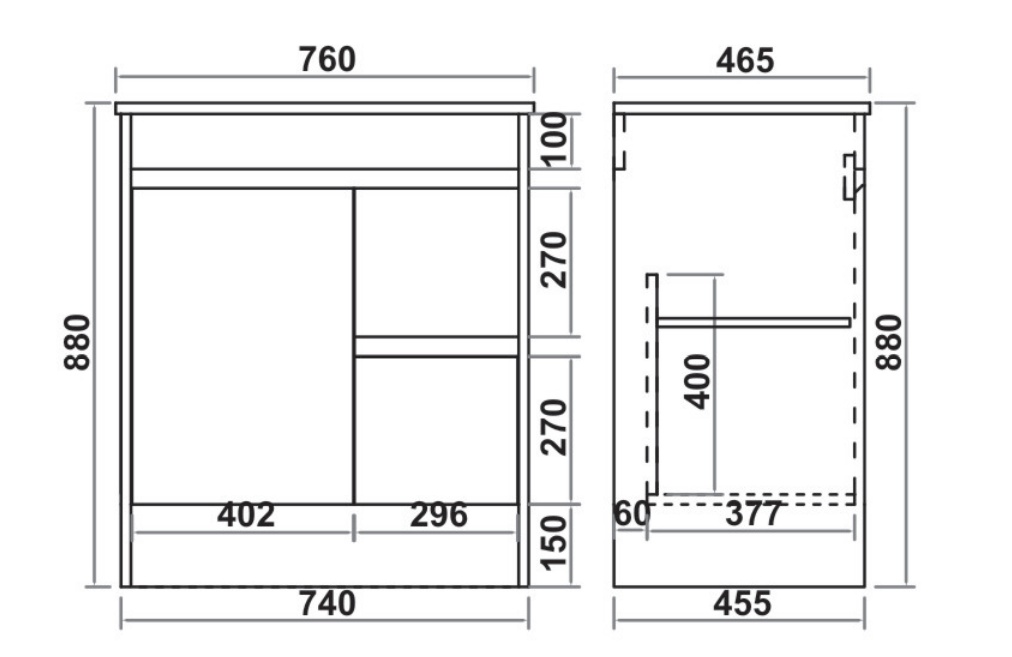 Vanern Wash Basin Vanity Cabinet PVC Floor Standing 750mm Dark Grey - NORD DESIGN