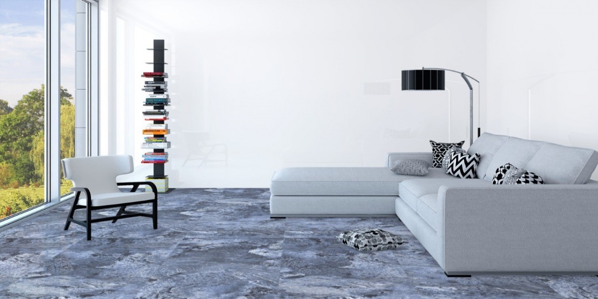 600 x 1200 Sonvil Azul Gloss Glazed Vitrified Porcelain Floor and Wall Tile