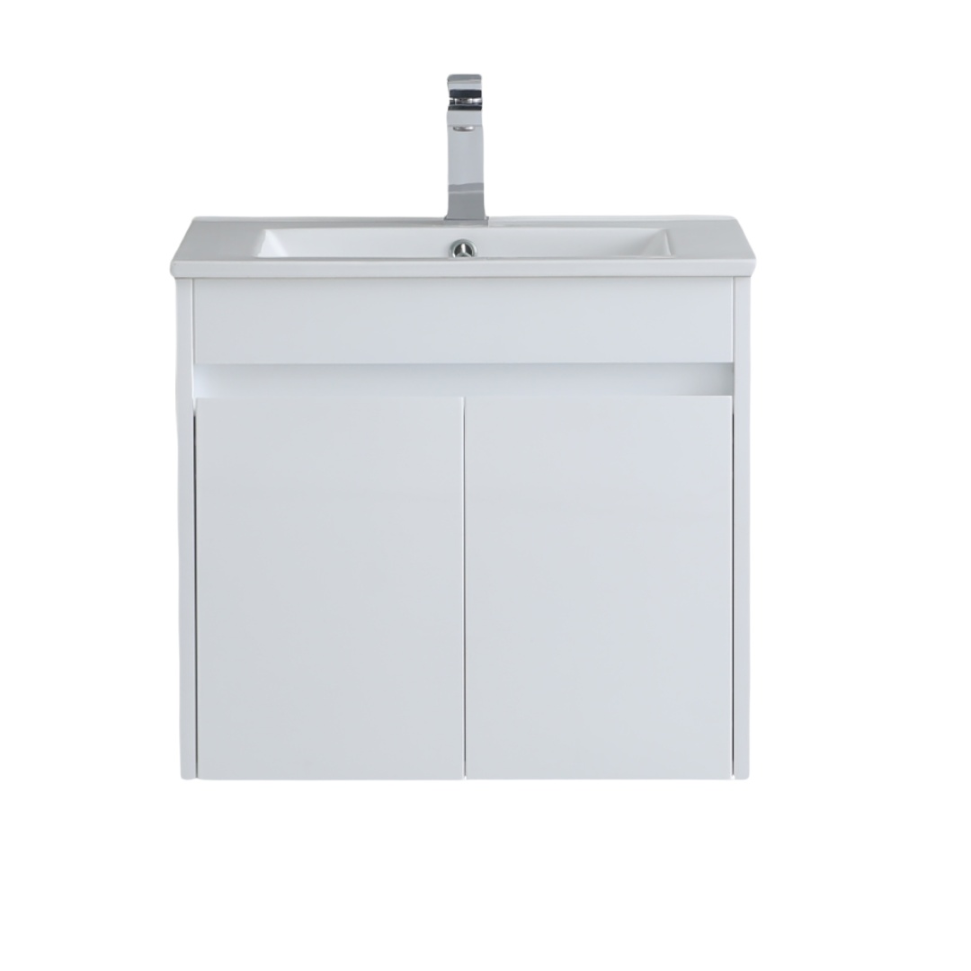 Vanern Wash Basin Vanity Cabinet PVC Wall Hung 600mm Gloss White - NORD DESIGN