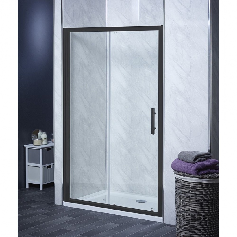 Ai6 Single Sliding Shower Door W1100mm - Black