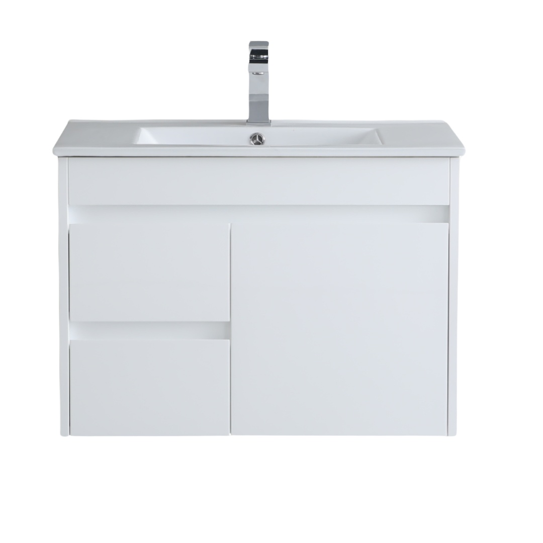 Vanern Wash Basin Vanity Cabinet PVC Wall Hung 750mm Gloss White - NORD DESIGN