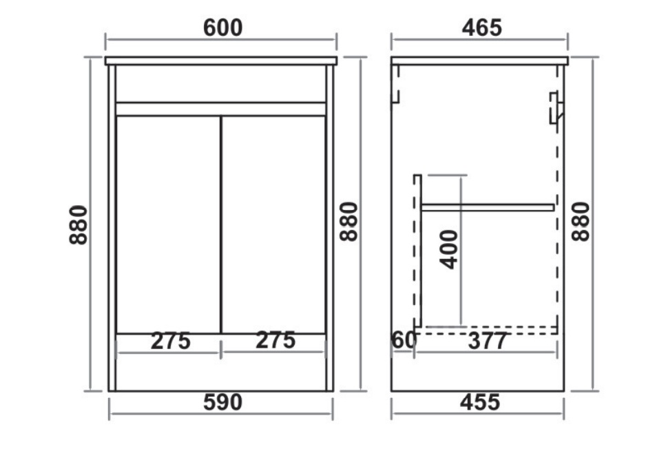 Vanern Wash Basin Vanity Cabinet PVC Floor Standing 600mm Gloss White - NORD DESIGN