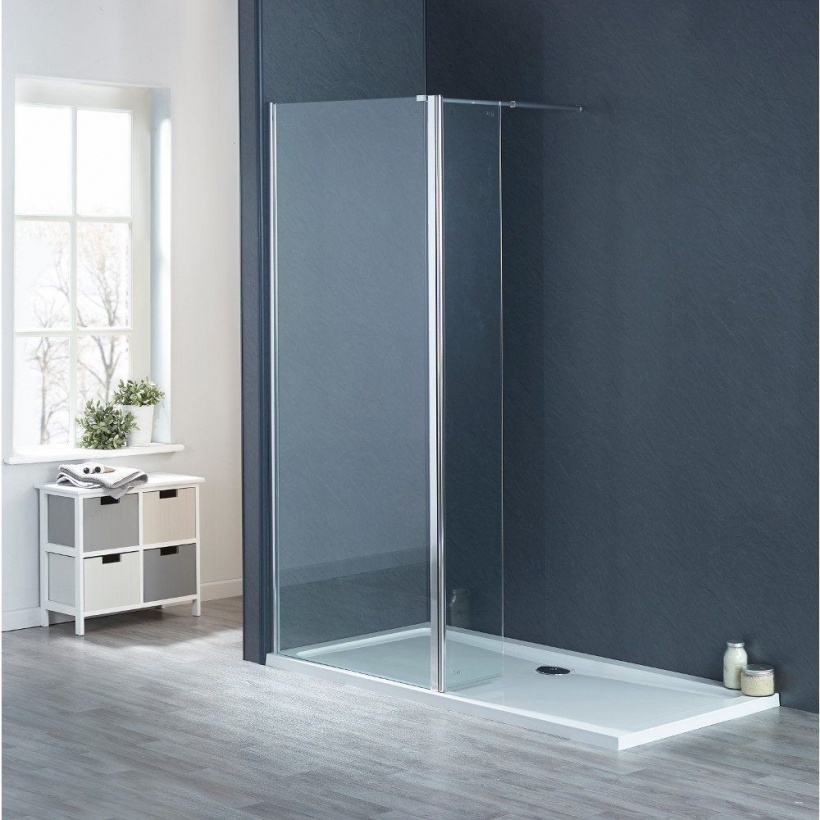 Ai8 Flipper Panel W350mm to suit 8mm Wetroom - Silver