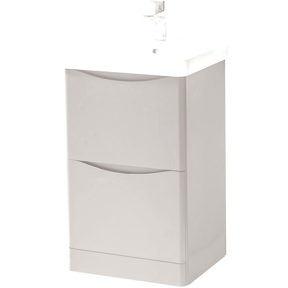 Kartell Arc 500mm Floor Standing Two Drawer Unit and Ceramic Basin Cashmere