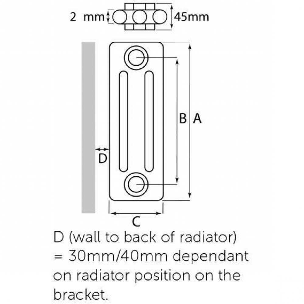 Kartell K Rad Laser Klassic 600 x 1010mm White 2 Column Radiator