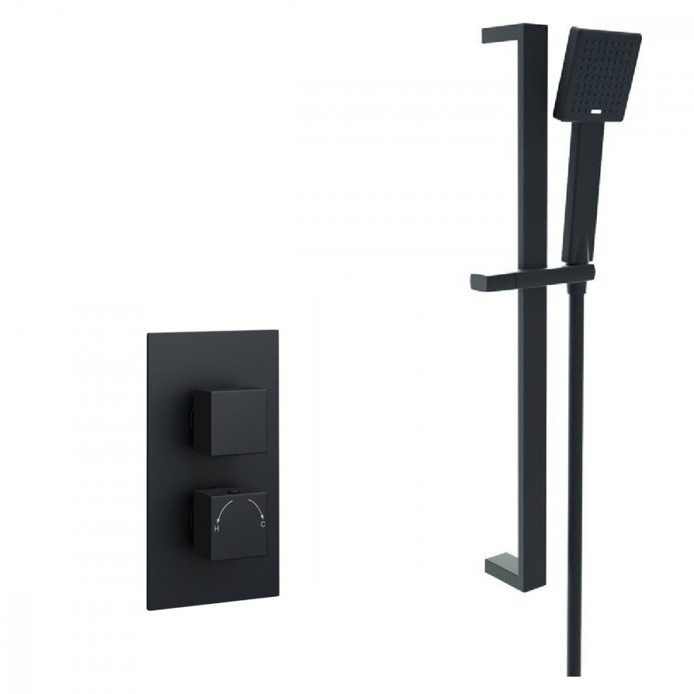 Kartell Nero Square Concealed Shower with Adjustable Slide Rail Kit