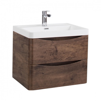 Moyo 600mm Wall Hung 2-Drawer Vanity Unit and Basin - Chestnut