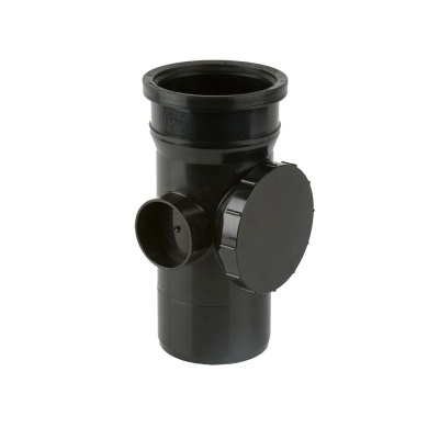 Black 110mm Pushfit Soil Access Pipe Single Socket