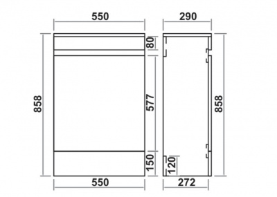 Vanern WC Unit PVC Floor Standing 550mm Light Grey - NORD DESIGN