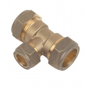 Brass Compression Reducing Tee 22mm x 22mm x 15mm