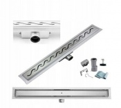 700mm Linear Stainless steel wet room shower floor drain Waves 700L x 70W x 67H