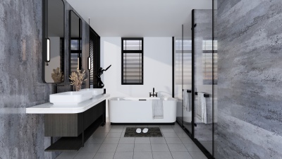 GREY METALLIC MATT 2.6m Shower Wall Panels Bathroom PVC Cladding (8mm Thickness)