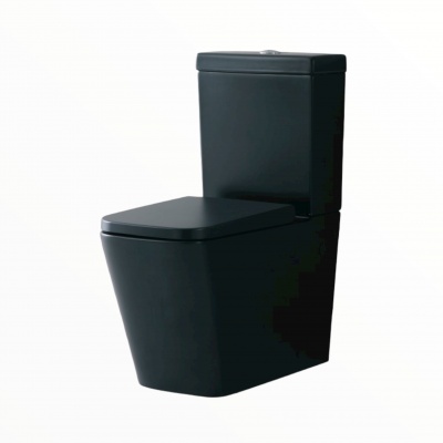 Danska Close Coupled Square Rimless Toilet And Soft Close Seat - Matt Black