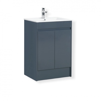 Vanern Wash Basin Vanity Cabinet PVC Floor Standing 600mm Dark Grey - NORD DESIGN