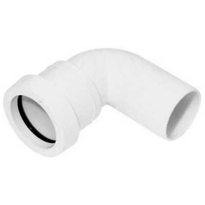 32MM White PUSHFIT Waste Street Elbow/ 90D Knuckle Bend SS