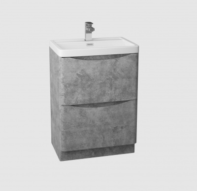 Moyo 600mm Floor Standing 2-Drawer Vanity Unit and Basin - Concrete Grey