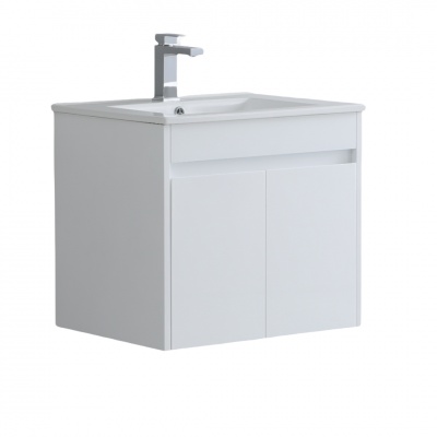 Vanern Wash Basin Vanity Cabinet PVC Wall Hung 600mm Gloss White - NORD DESIGN