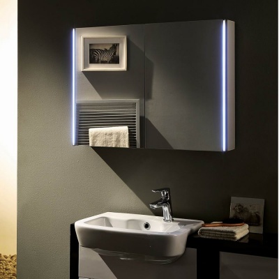 Hudson Reed Meloso 800mm LED Touch Sensor Mirror Cabinet with Shaver Socket