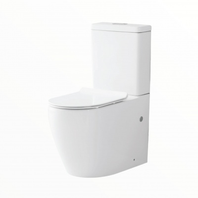 Storforsen Close Coupled D Shape Rimless Toilet and Soft Close Seat