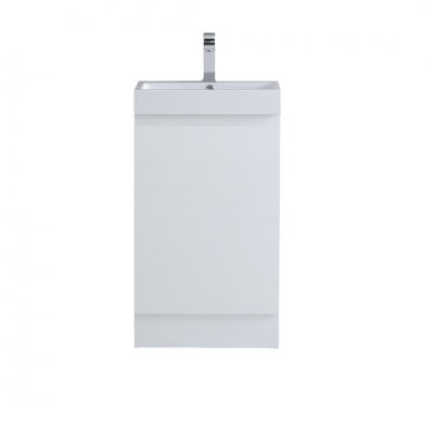 Roxen Wash Basin Vanity Cabinet PVC Floor Standing 490mm Gloss White Cloakroom - NORD DESIGN