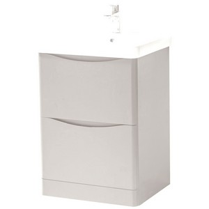 Kartell Arc 600mm Floor Standing Two Drawer Unit and Ceramic Basin Cashmere