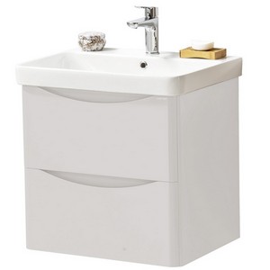 Kartell Arc 600mm Wall Mounted Two Drawer Unit and Ceramic Basin Cashmere