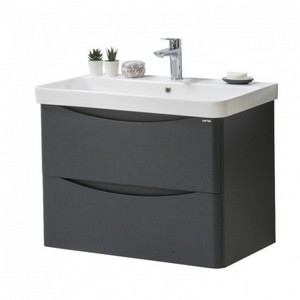 Kartell Cayo 800mm Wall Mounted 2 Drawer Unit & Ceramic Basin - Anthracite