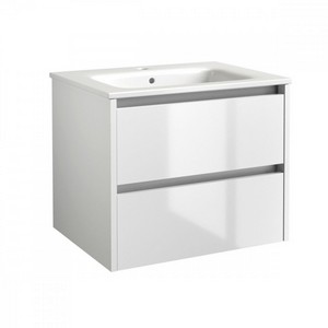 Kartell City 600mm Wall Mounted Vanity Unit in White with Ceramic Basin