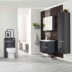 Kartell City Storm Grey Gloss WC Unit with Concealed Cistern
