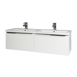 Kartell Kore 1200mm Wall Mounted Drawer Unit and Twin Ceramic Basin Gloss White
