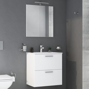 Kartell Mia 600mm 2 Drawer Wall Mounted Unit & Basin with Illuminated Mirror