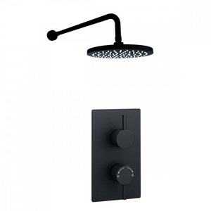 Kartell Nero Round Concealed Shower with Overhead Drencher