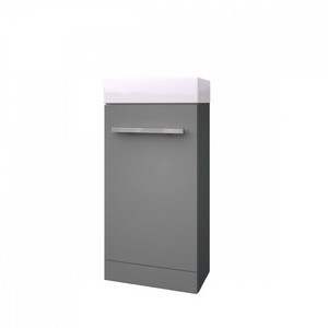 Kartell Purity 410mm Cloakroom Unit & Basin - Storm Grey Gloss